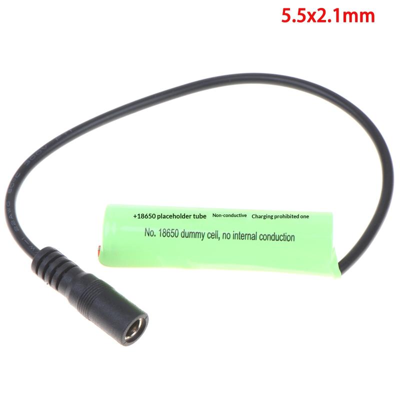 18650 Dummy Cell Battery Housing 0V Adapter Tube 5.5x2.1mm/5.5x2.5mm Port for Battery Capacity Testing