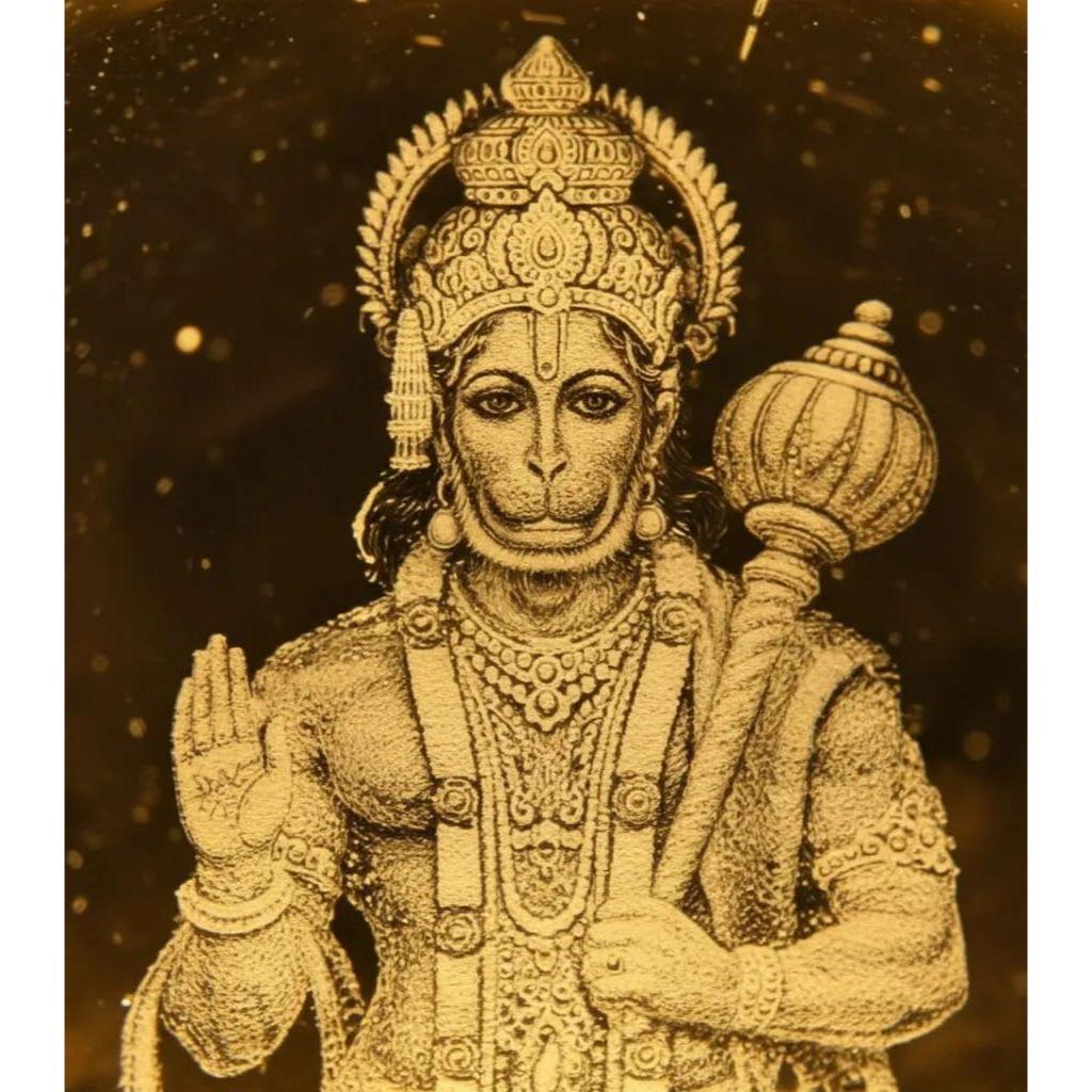 3D Hanuman Crystal Ball LED Night Lamp, Spiritual Engraved