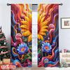 Flat Printing Scene Curtain Retro Flower Heart Swirl Digital Printed Polyester Drapes All Season Party Holiday Decor Curtains Set Of 2 Made