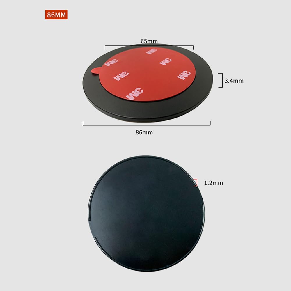 YIXINLYMY Saugfußbasis Armaturenbrett Saugfuß Hilfsplatte mit 3M Klebeband Stark haftend Tragbar Durchmesser Set mit 3 73/86mm (86 mm)