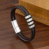 Anti-static Wristband - Men's Stainless Steel Leather Retro Style Magnetic Woven Anti-static Wristband