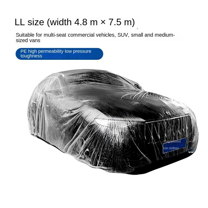 Disposable Car Clothing Cover, GM Sun Protection, Rain and Dustproof, Simple Transparent Plastic Full Cover Cover