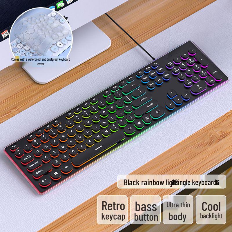 Silent Wired Chocolate Punk Keyboard - USB for Home, Office, Gaming, and Typing
