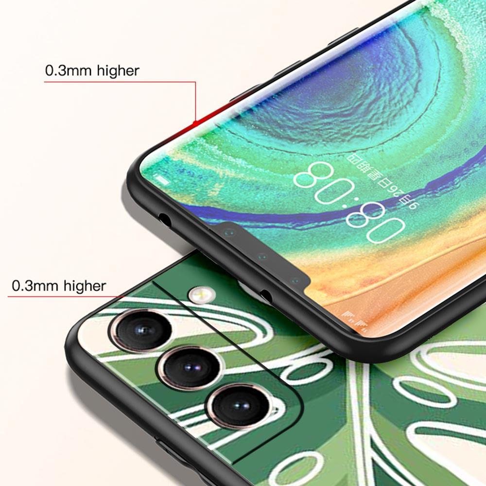 Leaves Monstera Green Phone Case For Samsung Galaxy S26 Ultra S25 Plus S24 FE S23 S22 5G S21 S20 Cover Black Soft