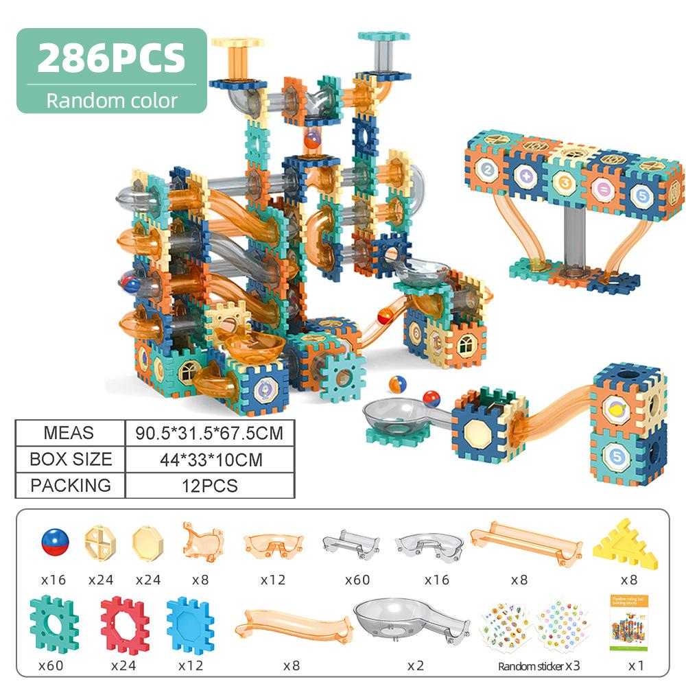 Color Window Ball Track Building Block Large Particle Building Block Slide Ball Assembly Track Children'S Toy