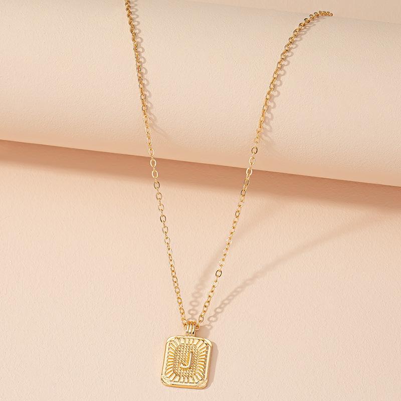 Square Brand 26 English Letter Necklace Hip-hop Necklace Ins Style Female European and American Design Sense Clavicle Chain