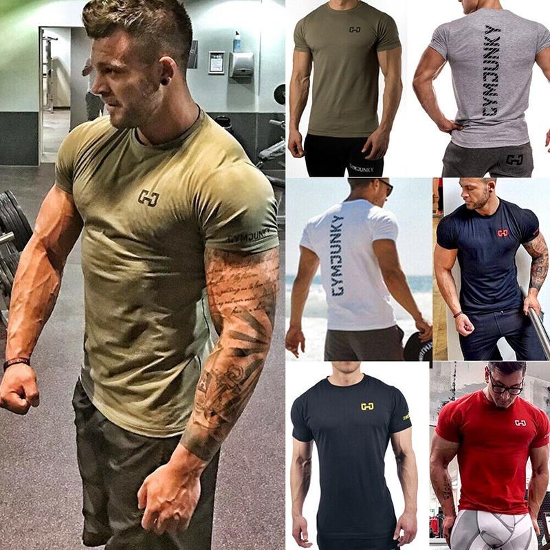 Luxurious Men Gym Bodybuilding Tank Top Muscle Short Sleeve Casual Tee Shirt