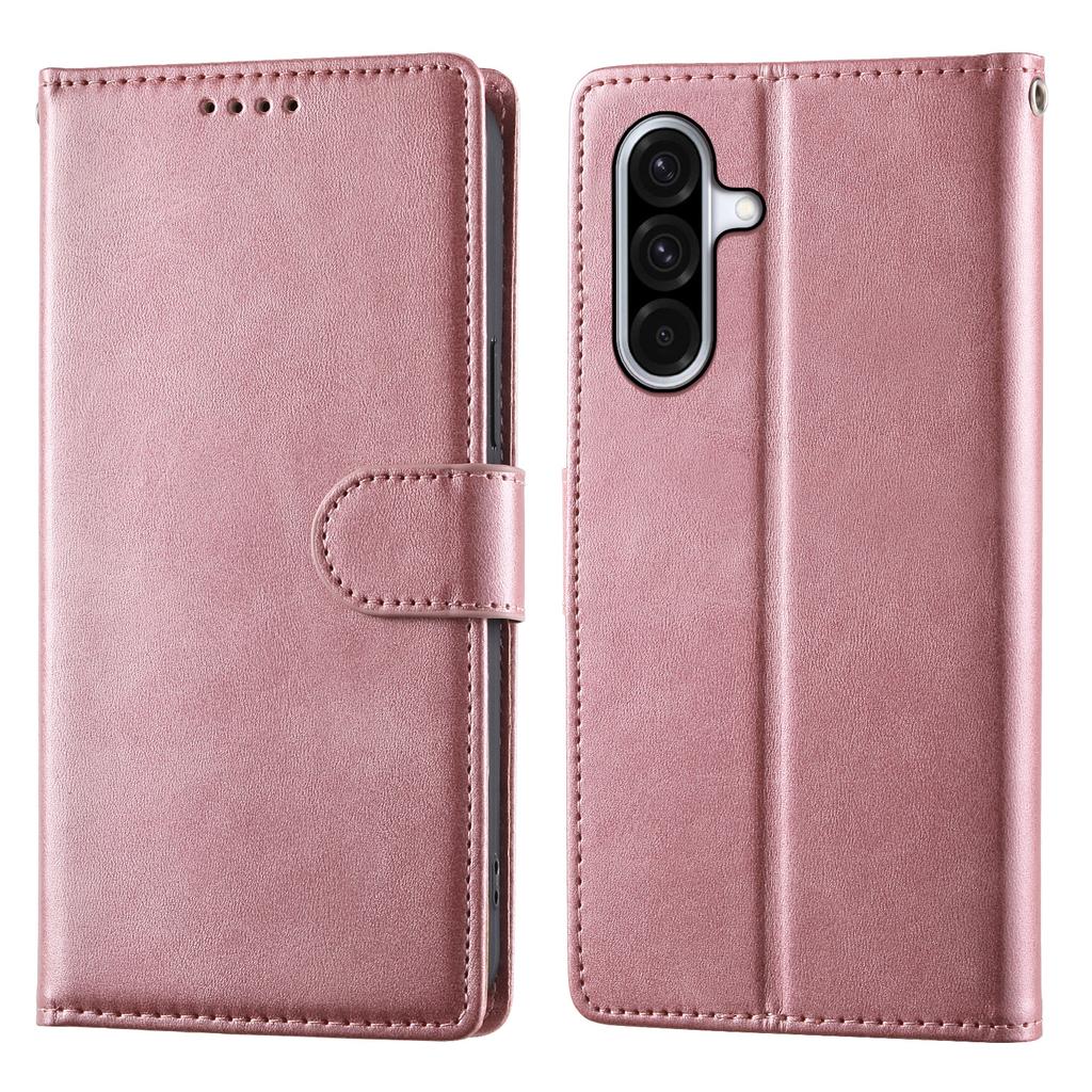 For Samsung Galaxy A36 5G Case Stand Wallet Calf Texture PU Leather Flip Phone Cover with Wrist Strap