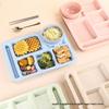 Cross-border Wheat Straw Children's Anti-fall Compartment Dinner Plate for Household or Student Canteen Use.