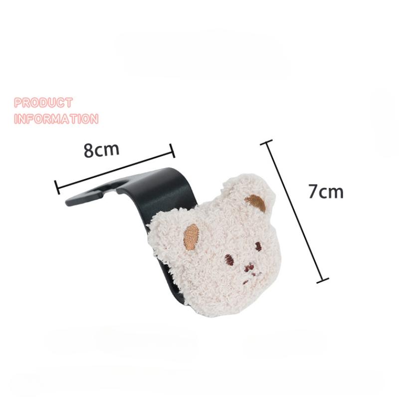 Plush Teddy Bear Rear Hook 2PCS Phone Holder Car Seat Back Hook Hanging Storage Auto Clip Organizer Lazy Rearseat Headrest Stand