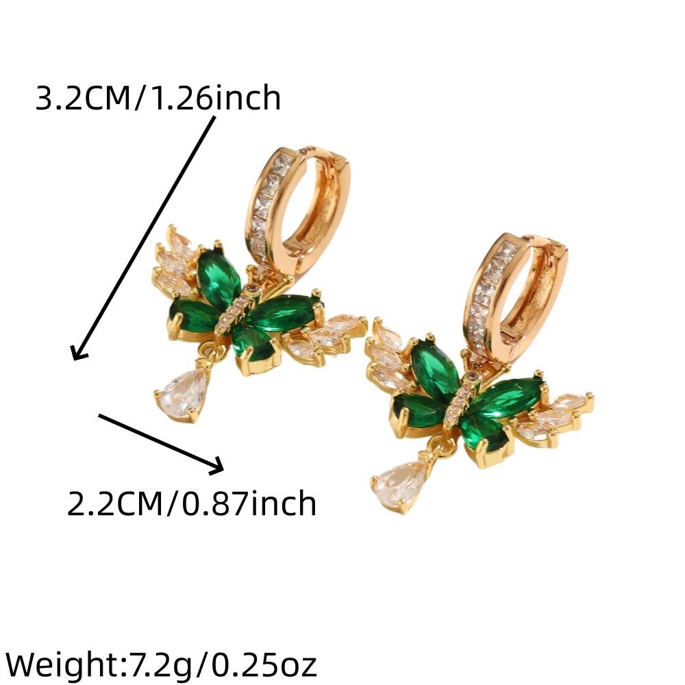 1 Pair Fashion Butterfly Water Drops Zirconia Dangle Earrings for Women Golden Earring Jewelry Wedding Party Accessories