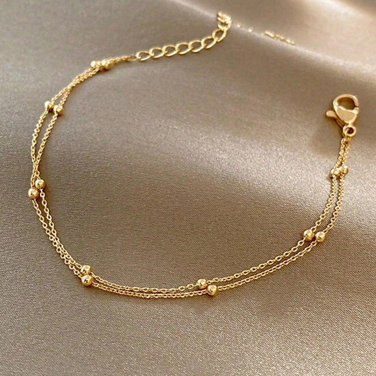 Multi-Layer 1Mm Bead Chain Anklet, Women S Anklet Bracelet, Fashionable Anklet Jewelry One Size Fits All золотистый