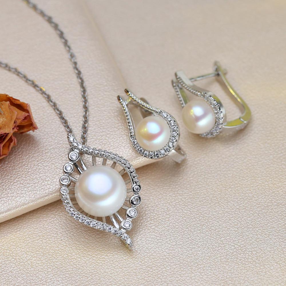 Fashion Leaves Leaf Necklace Earings Freshwater Pearl Jewelry Sets For Women Freshwater Pearl Necklace Pearl Earrings