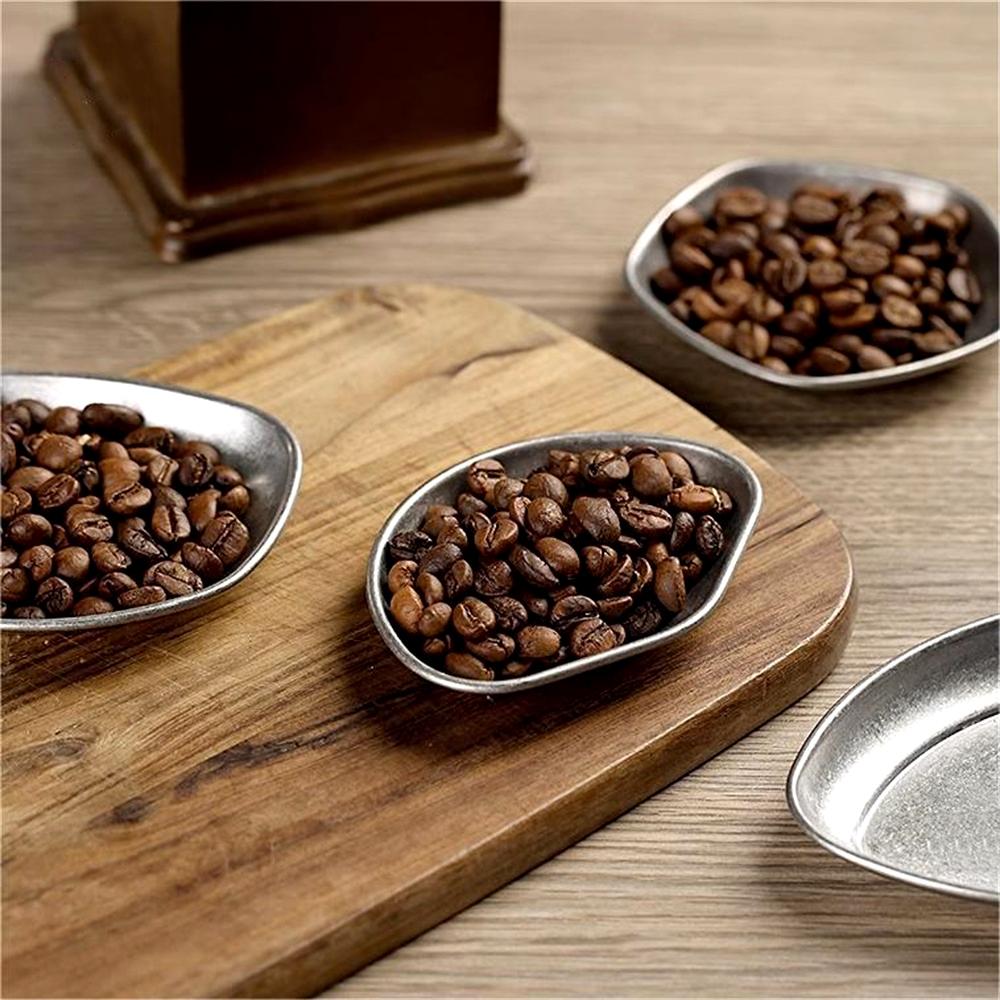 Coffee Bean Weighing Plate Stainless Steel Sauce Dish Plate Irregular Shape Storage Tray Kitchen Coffee Bean Plate Tableware