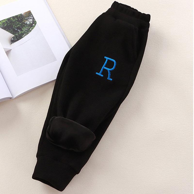 

Детские зимние утепленные брюки для мальчиков и девочек, утепленные брюки для детей, бархатная хлопковая одежда, повседневные осенние брюки для младенцев 1-10 лет 110 чёрный