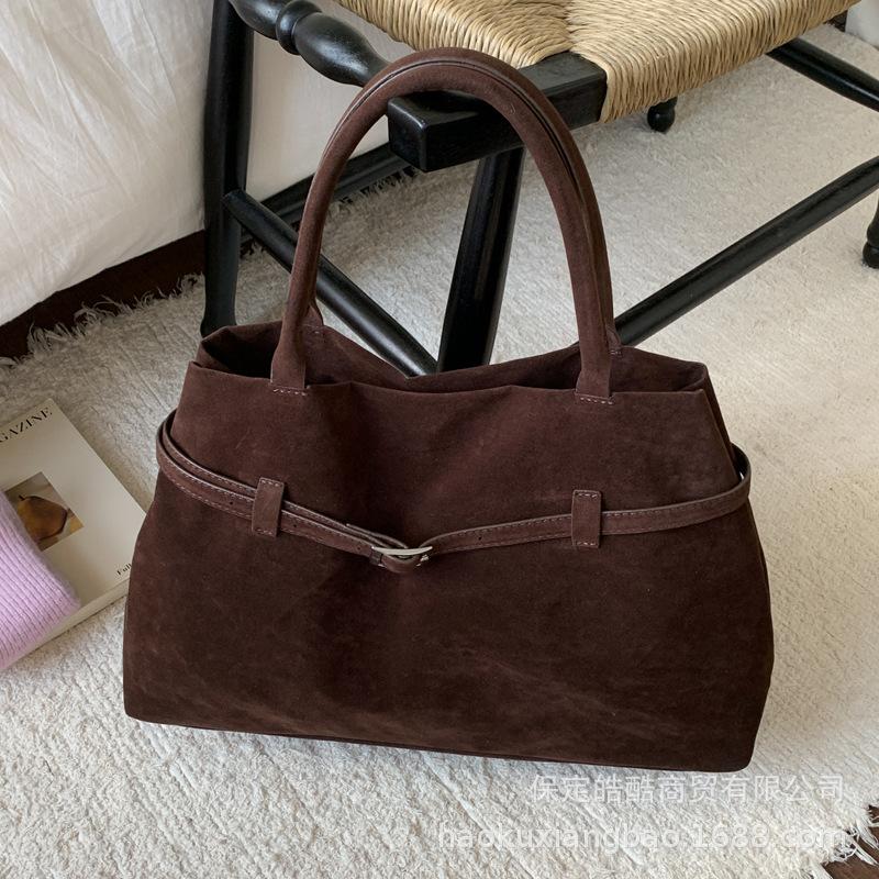 Suede Bag Women's Large Capacity 2025 New Autumn and Winter Matte Retro Shoulder Underarm Bag Commuter Tote Bag