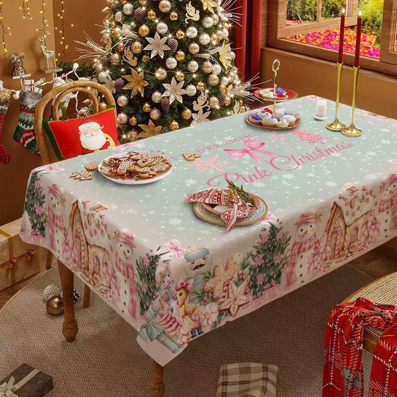 Weihnachtstischdecke, Neujahrs-Rundtischdecke, stimmungsvolle Dekoration, Kaffeetischdecke, Frühlingsfest-Tischdeckenbezug