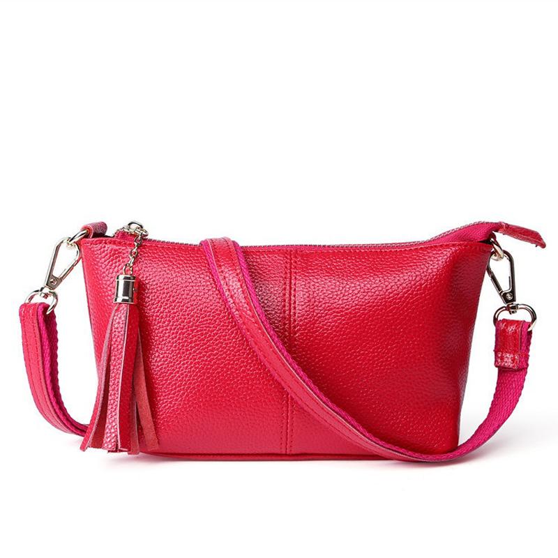 

Women Crossbody Bags Genuine Leather Small Shoulder Handbag Female Purse Wallet Solid Messenger Bags Mobile Phe Bag рожевий червоний колір