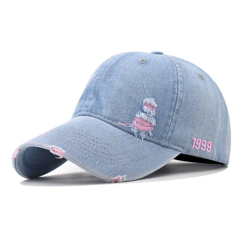 Couples baseball cap Baseball Cap version Sun hat Hole Spring Autumn Wash denim Woman's hat Cap Hip Hop Fitted Cap
