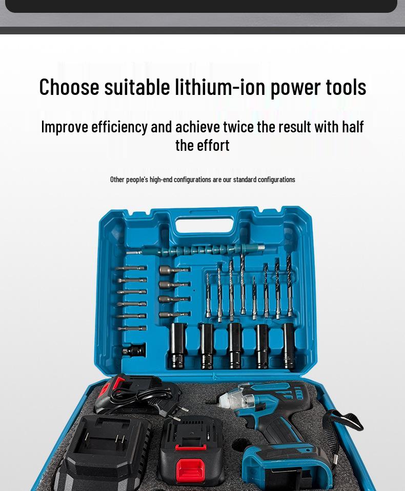 High-Power Wireless Brushless Electric Impact Wrench with Lithium Battery