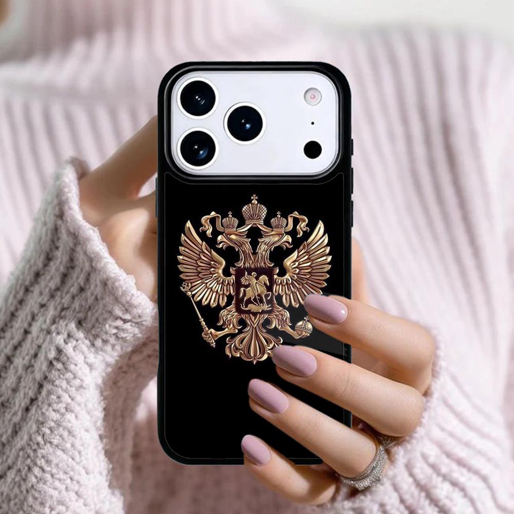 Russian Coat of Arms Phone Case For Apple iPhone 17 Air 16E 15 14 Plus 13 12 11 Pro Max Mini Funda Cover