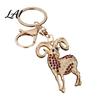 Golden Plated Key Ring Sparkling Rhinestone Goat Keychain for Men Zinc Alloy Accessory Women Decorative Keychain Car Keys Handbags Backpacks Purses
