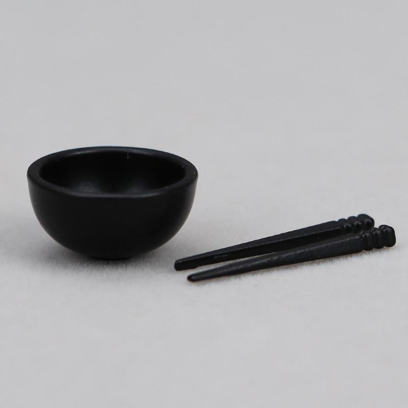 1Set Dollhouse Miniature Accessories Mini Metal Bowl Chopsticks Set Simulation Kitchen Tableware Model Toys