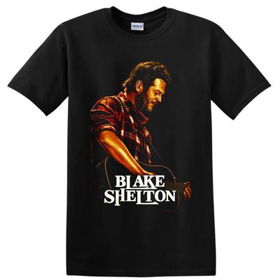 Blake Shelton Country Singer Guitar Performance Graphic T Shirt Music Fan Tee