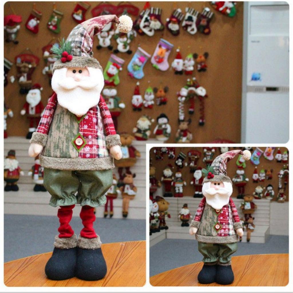 Retractable Elk Santa Claus Snow Man Dolls Christmas Cute Scalable Plush Doll Decorative Ornaments Xmas Gifts for Children