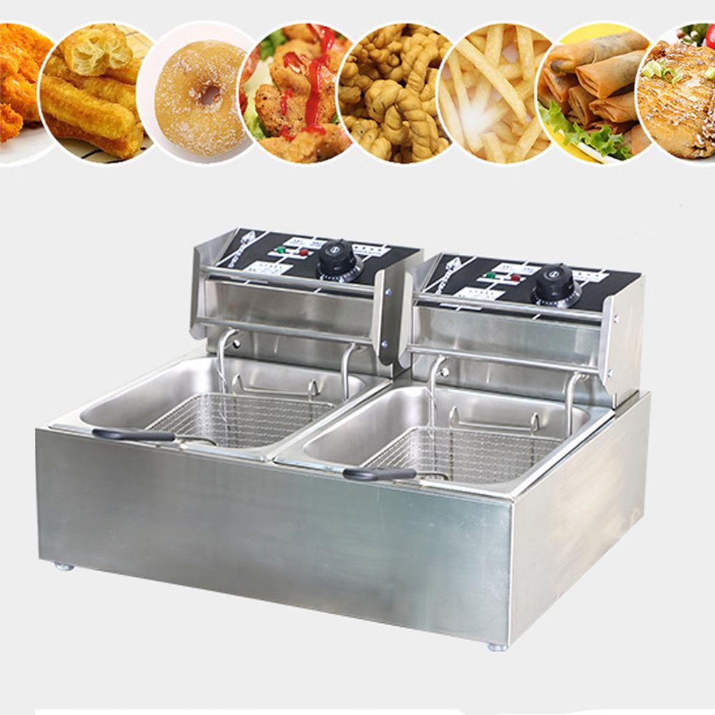 Buy 5000W 60200 Deep Fryer Twin Frying Chef Electric Commercial Basket Chip Cooker Steel