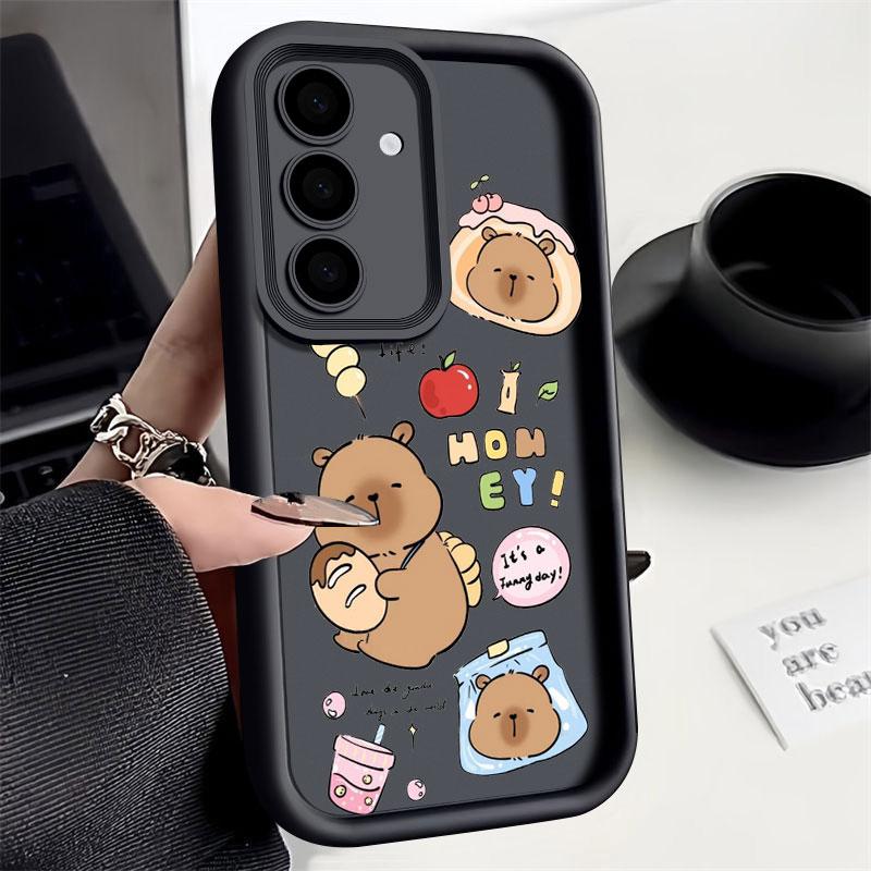 Artistic Little Bear Capybara Phone Case For Samsung S26 S25 S24 S23 S21 S20 Ultra For Galaxy S25 S24 FE S26 Plus Silicone Cover