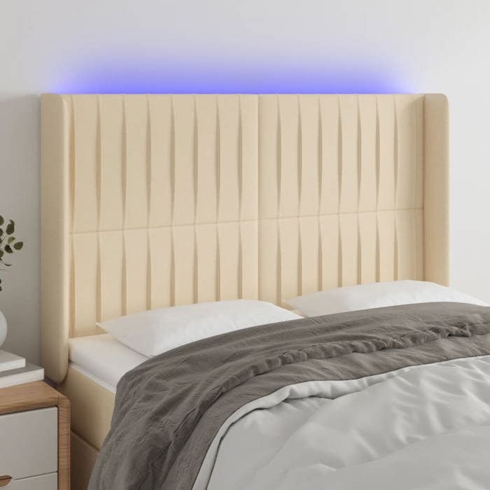VidaXL Tête de Lit à LED Meuble de Chambre à Coucher Accessoire de Lit Double Tête de Cadre de Lit Intérieur Crème 3124289