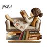 Reading on Sofa Wood Sign Woman Book Wooden Plaque, Just A Girl/Boys Who Loves Statue for Personalized Lover Ornament Shelf Desk, Literary Wall