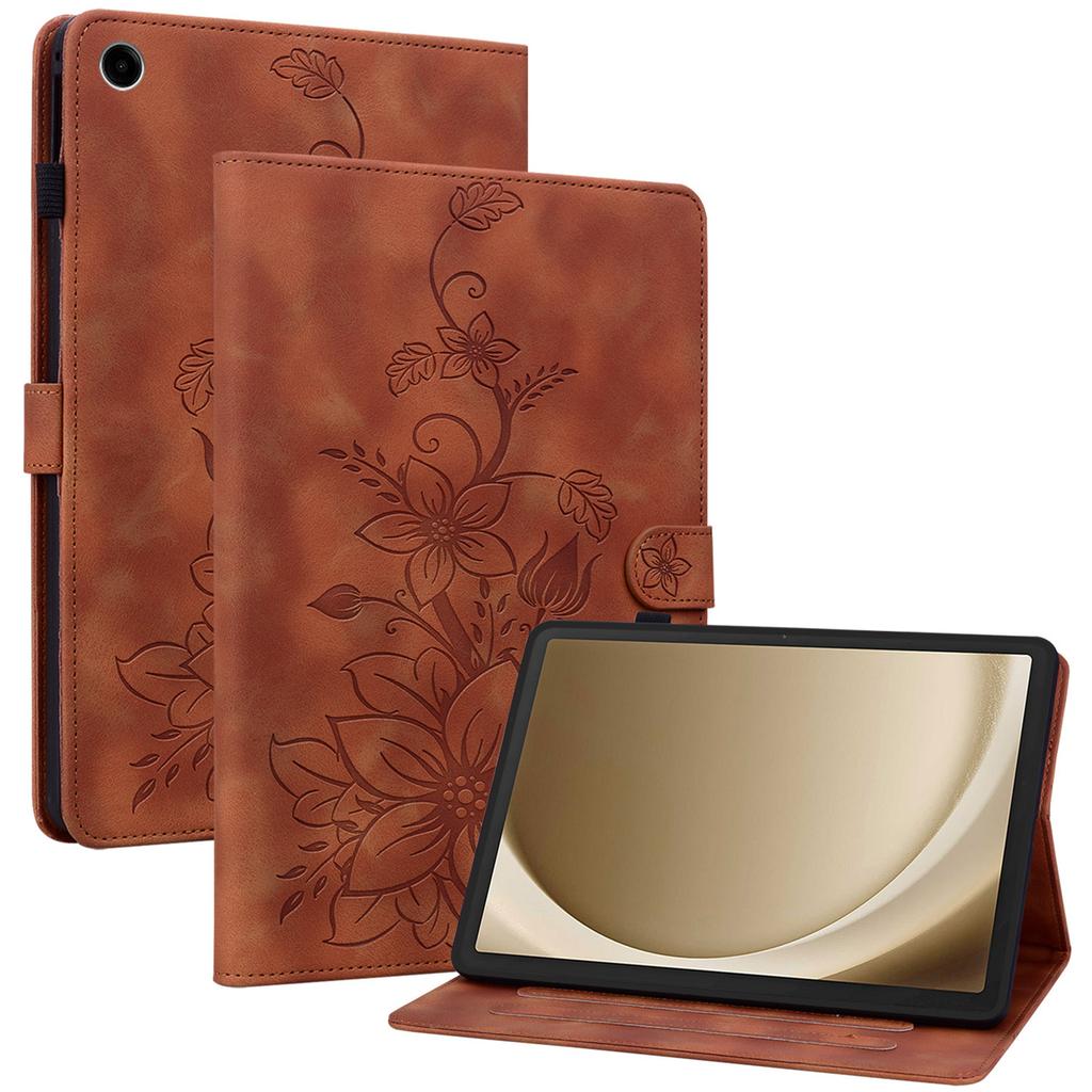 For Samsung Galaxy Tab A9+ Case with Card Slots Anti-Drop Imprint PU Leather Tablet Cases