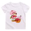Camiseta Infantil 100% Algodón Tarta de Fresa Estampado Retro Camisetas Lindas Manga Corta Casual Cuello Redondo Camiseta Anime para Niños Camiseta Gráfica Tops de Verano