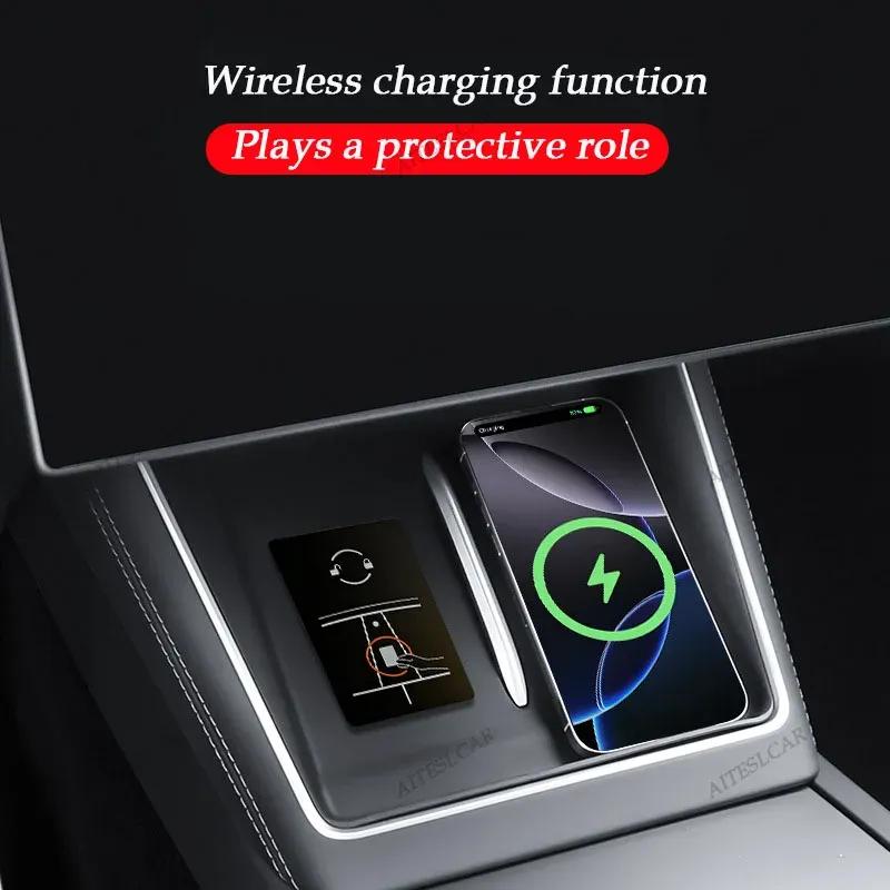 For Tesla Model YL 6-seater Version Center Console Wireless Charging Silicone Pad Anti Slip YL Car Modification Car Car Sticker