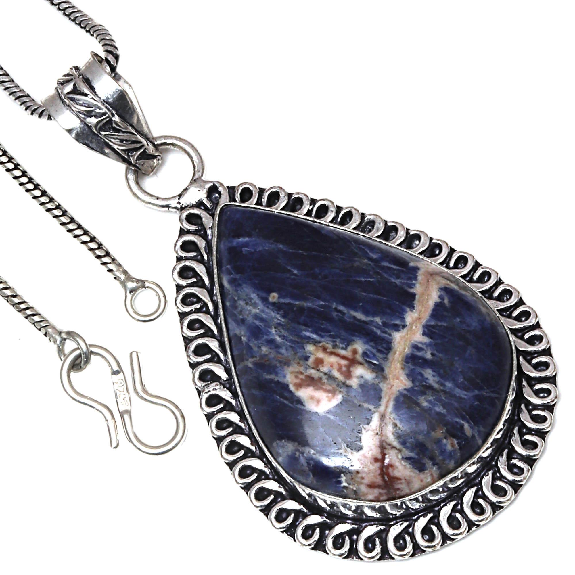 

Pendant Sodalite Gemstone Valentine Day Ethnic Silver Jewelry 3