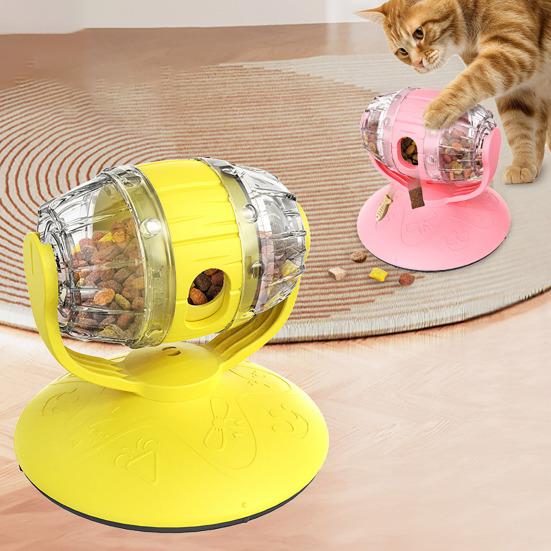 Katzen-Slow-Feeder Interaktiver Leckerli-Ausgabe-Puzzle-Feeder Drehbarer Roller Bereicherungsspielzeug für Wohnungskatzen