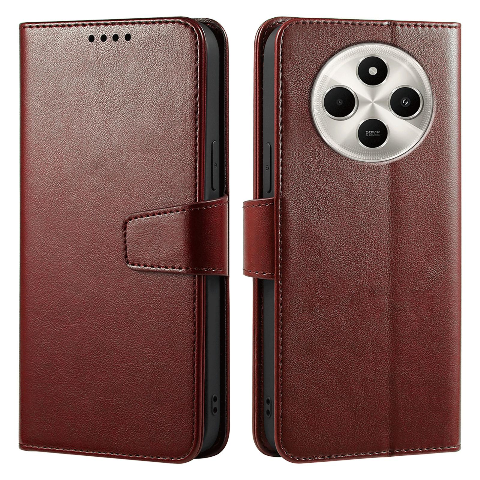 

Phone Case For Xiaomi Redmi A4 5G/A3 Pro 4G/14C 4G/14R 5G/Poco C7,Stand Card Holder Wallet Leather Cover Brown