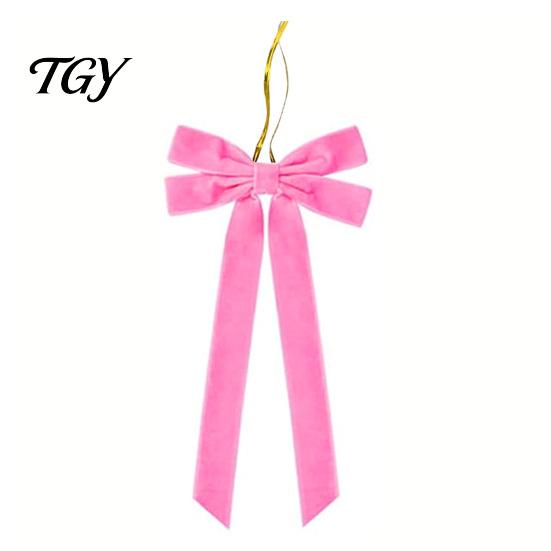 Wedding Room Ribbon Bows Velvet Bow Xmas Pendant, Christmas Tree Flannel Ornament, Elegant Holiday Home Accents Decorative Retro Style Hanging Pendant