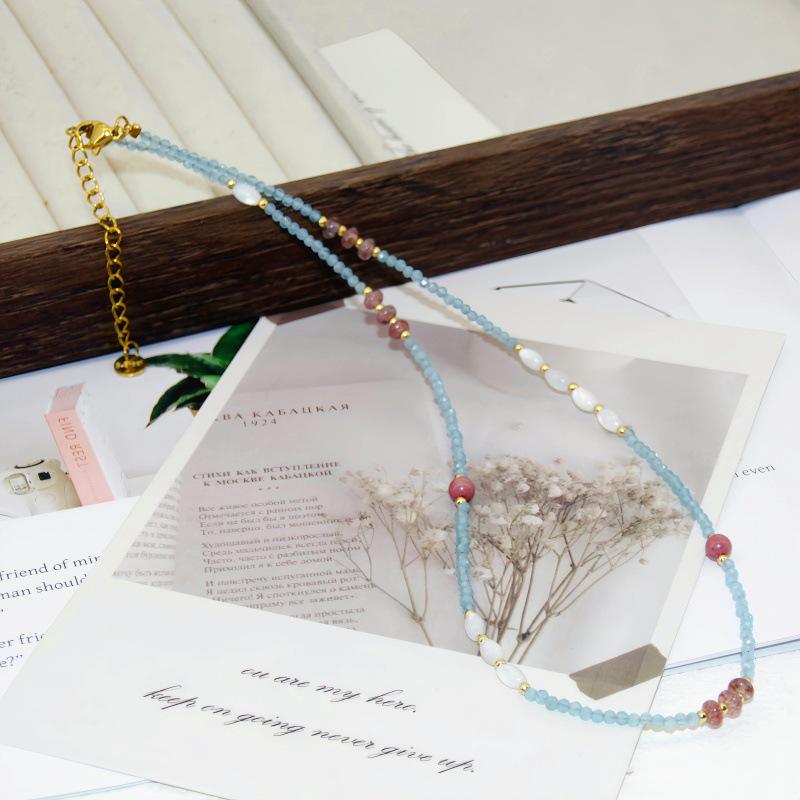 Colorful Fresh Vacation-Style Beaded Necklace: Fashionable, Versatile Clavicle Chain for Women