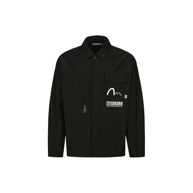 Giacca da Uomo Fukushin Evisu con Logo a Lettere Ricamato Monopetto Nero 2ESGNM3SJ750BZCT