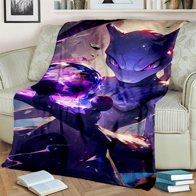 2025 New Cute Pikachu Pokemon Cartoon Gift Soft Plush Blanket,Flannel Throw Blanket for Living Room Bedroom Bed Sofa Cover Kids