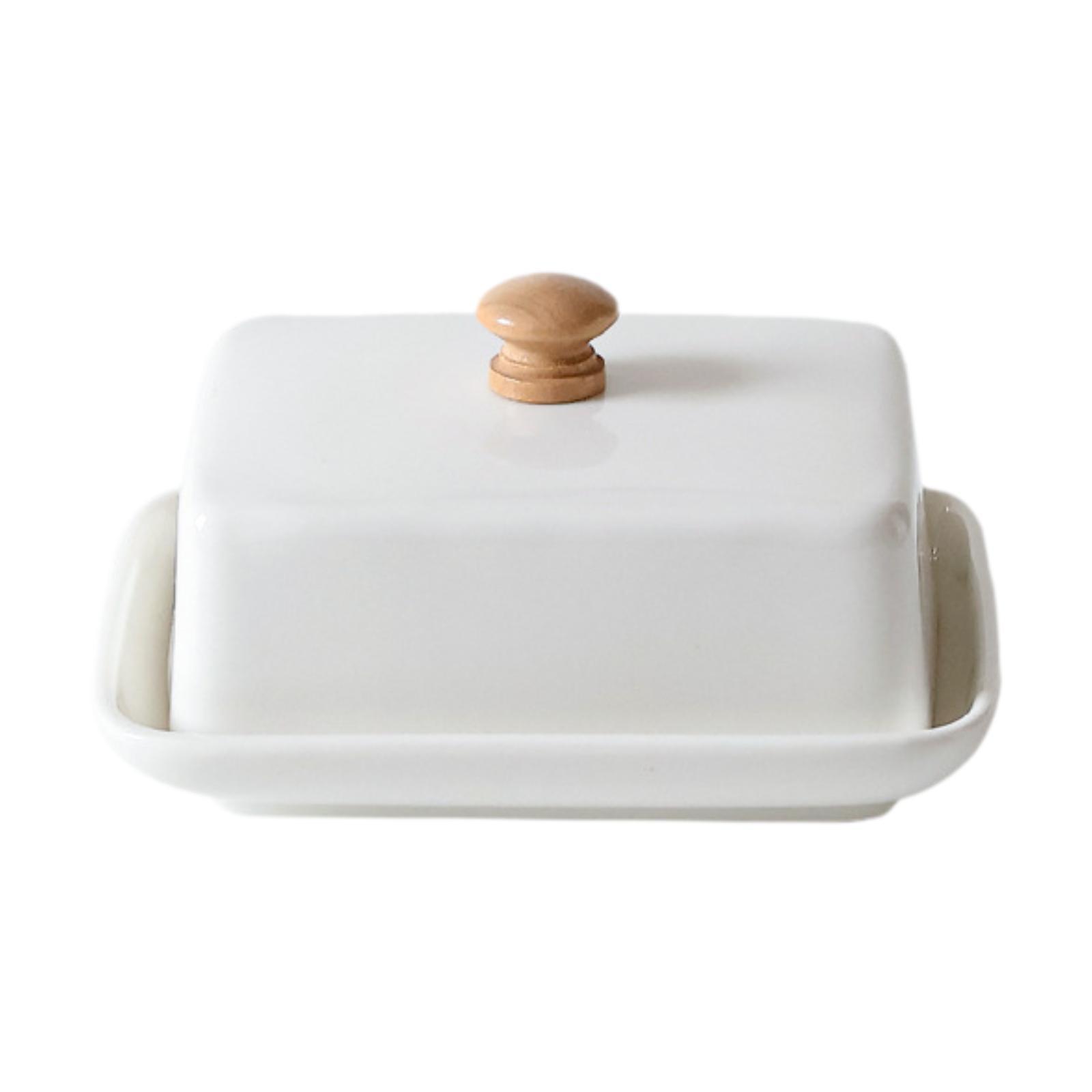 

Ceramic Butter Dish with Cover Large Practical European Butter Storage Keeper for Kitchen Bar Household Cake Shop Counter белый
