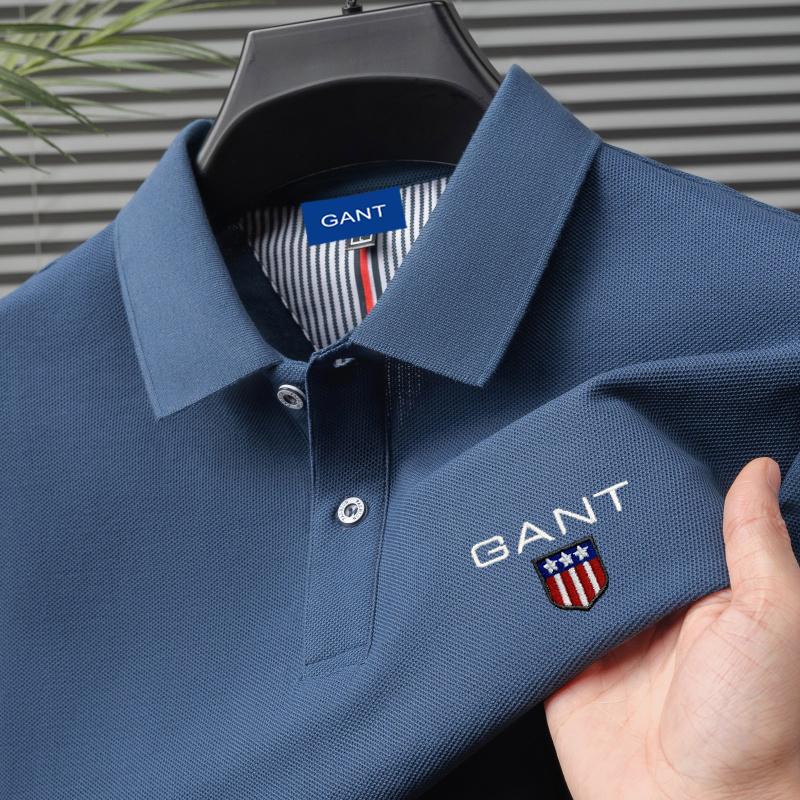 Gant Sommer Herre Ny Broderi Ensfarget Ren Bomull Løs Business Casual Poloskjorte