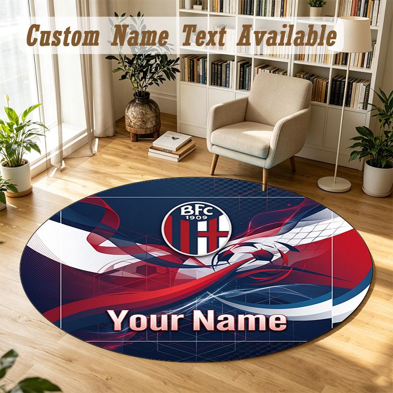 Round Rug Custom NameBologna FC Pattern Non Slip Carpet Home Floor Decor