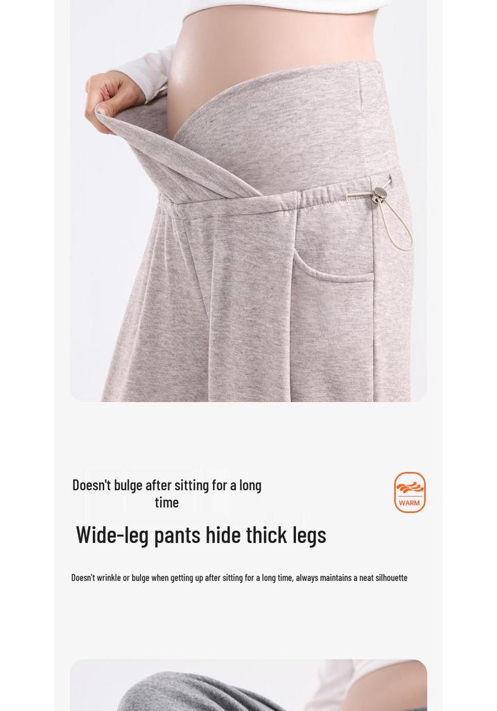 Loose Low Waist Maternity Pants - Wide Leg, Lightweight for Spring/Autumn, Plus Velvet for Winter