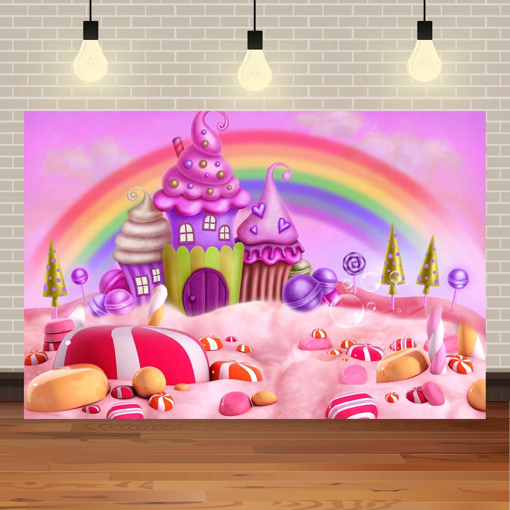 Fantasy World Candy House Theme Decoration Background, Fairy Tale Style Studio Photography Children's Portrait Shooting Backdrop