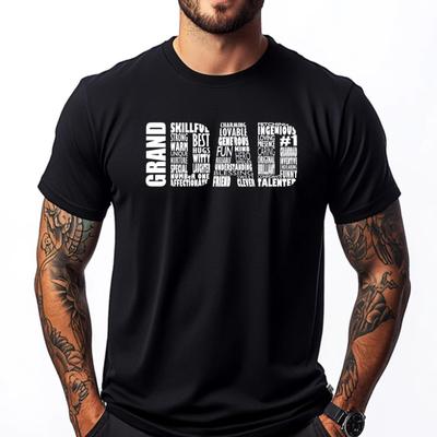 Picadilly Printablesgranddad Grandpa Word Cloud Grand Dad Black Graphic T Shirts Men's Clothing HOLIDAYS