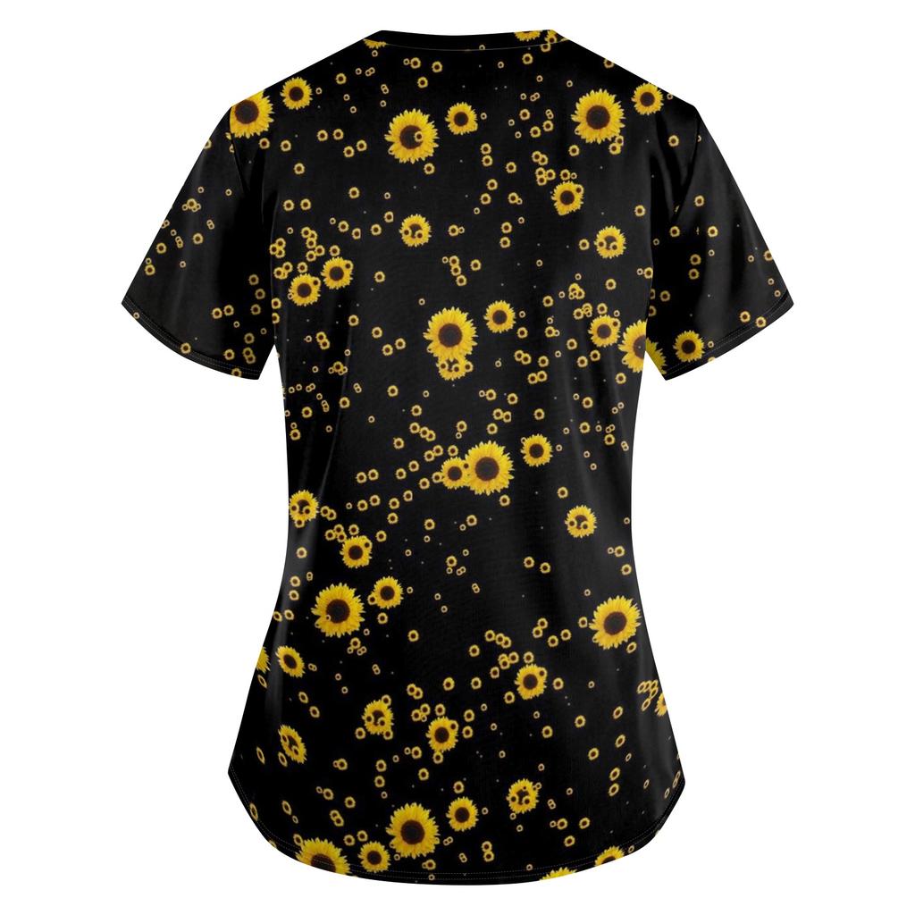 Loose Fit V Neck Short Sleeve Medical Scrub Top with Pockets for Healthcare Professionals Nurse Uniform Workwear